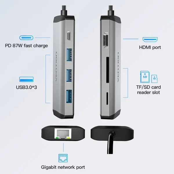 Vention 8 in 1 USB C Docking Station